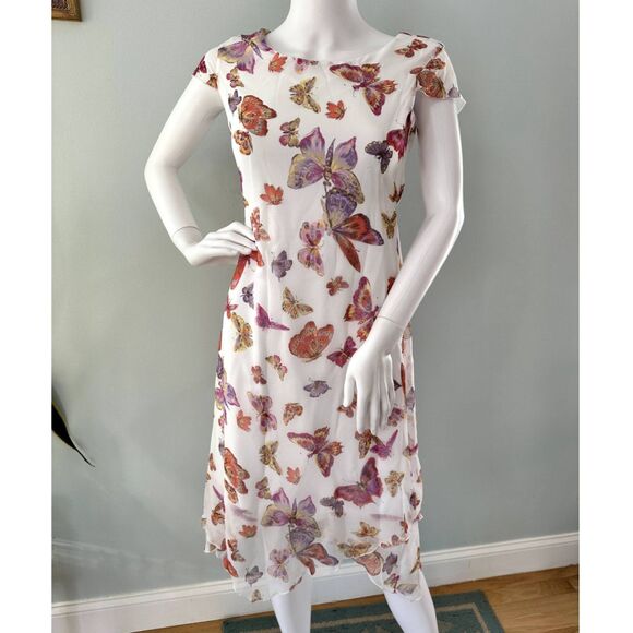 Vintage Y2k Amy Byer Butterfly Print Fairycore Chiffon Dress Juniors Small - Picture 1 of 9